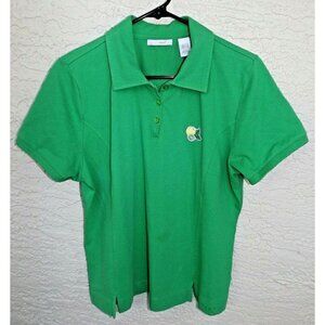 Lizgolf XL green short sleeve golf polo shirt fruit applique Poly blend